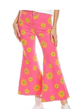 NWT Free People Youthquake Printed Flare Cropped Pants